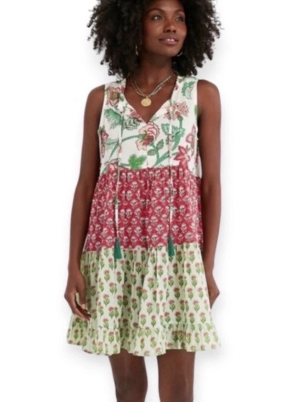 Tuckernuck Salty Paloma Watermelon Bloom Floral Print Tiered Dress NWT size L - Picture 1 of 5